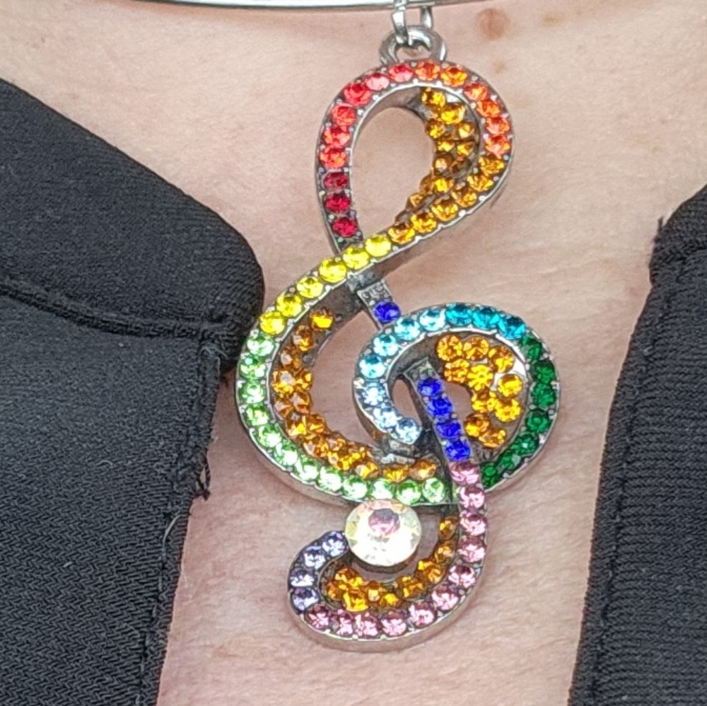 Large Tie Dye Rainbow Music Cleft choker.